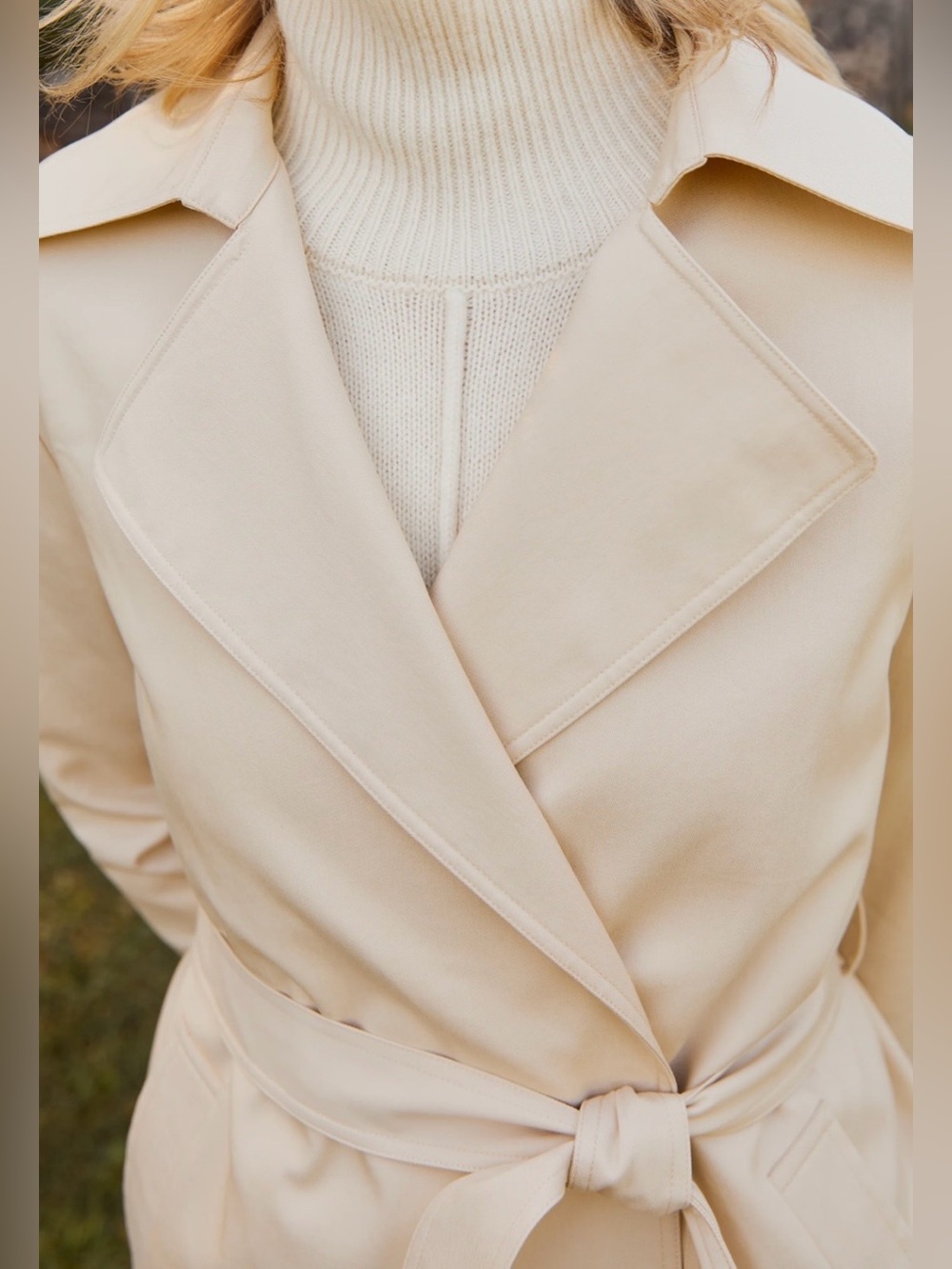 CAARA Gale Trench Coat S Beige NWT Jenni Kayne Factory Belted - Picture 2 of 7
